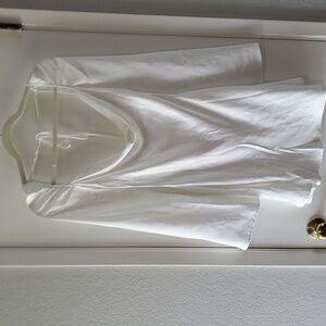 White bell sleeves low tie back satiny dress top women US 4 nwt